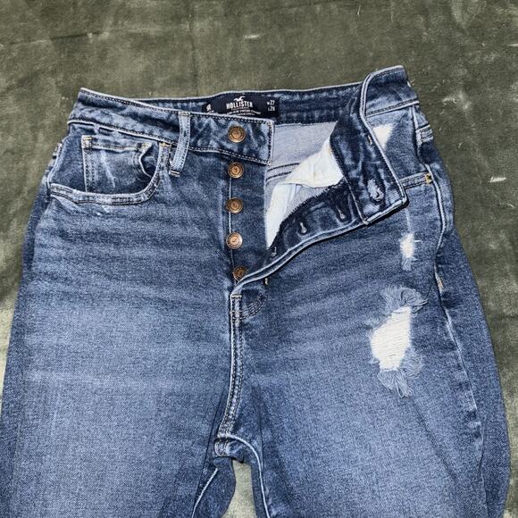 Hollister Ultra High-Rise Vintage Straight Jeans Womens 5R Blue Denim Distressed - Picture 3 of 9